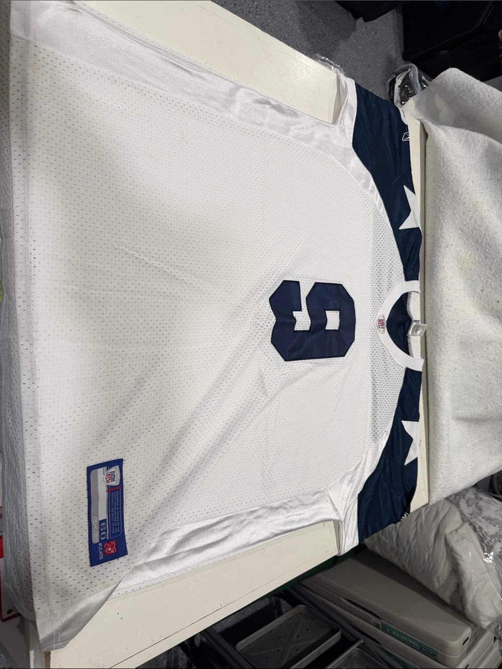 Reebok White Mesh NFL Jersey with Royal Blue Patch Tony Romo #9